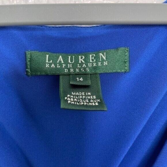 Lauren Ralph Lauren Women's Plus Size 14 Blue Short Sleeve V-Neck Causal Dress - Picture 3 of 13